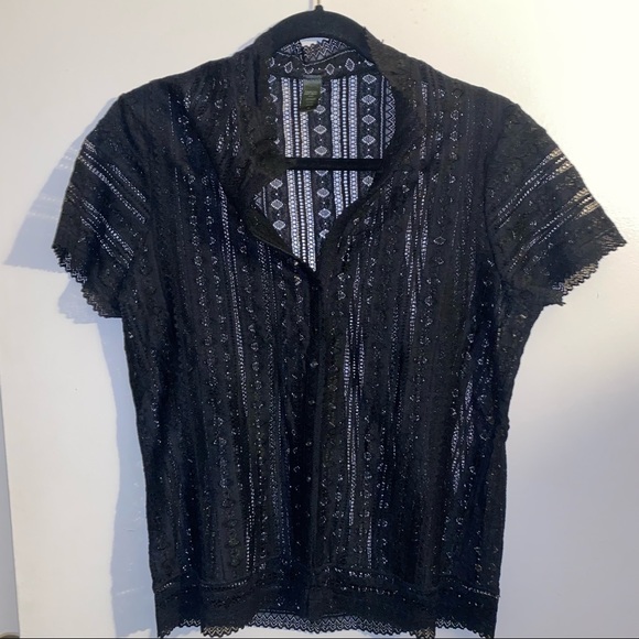 Banana Republic Tops - Banana republic black lace button up blouse
